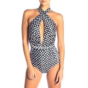Nicole Miller Size 8 One 1 Piece Swim‎ Bathing Suit Polka Dot Convertible